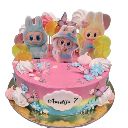 Labubu kūka ar vertikālu dizainu