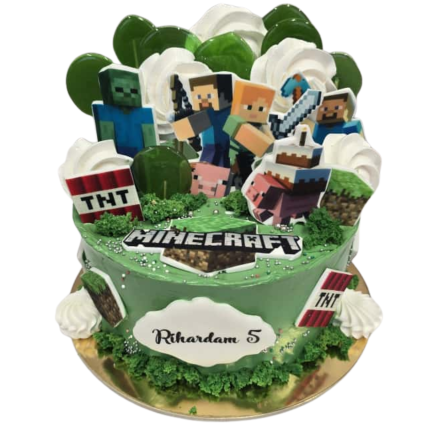 Minecraft kūka ar vertikālu dizainu