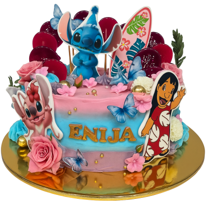 Stich un draugi kūka ar vertikālu dizainu