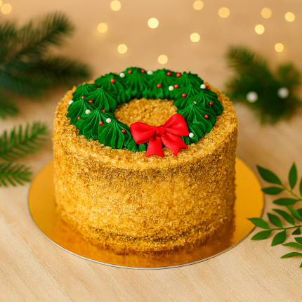 Ziemassvētku medus kūka ar vainadziņu