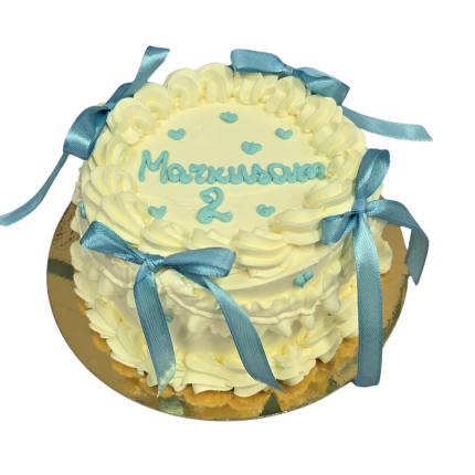 Vintage kūciņa – balta ar zilām lentītēm un sirsniņām