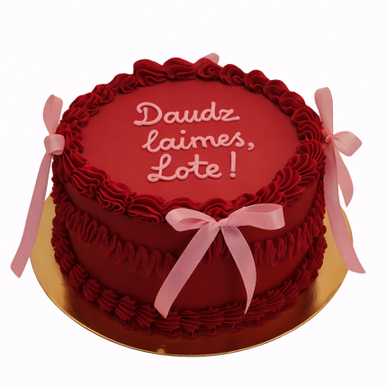 Vintage kūciņa – sarkana ar rozā lentītēm