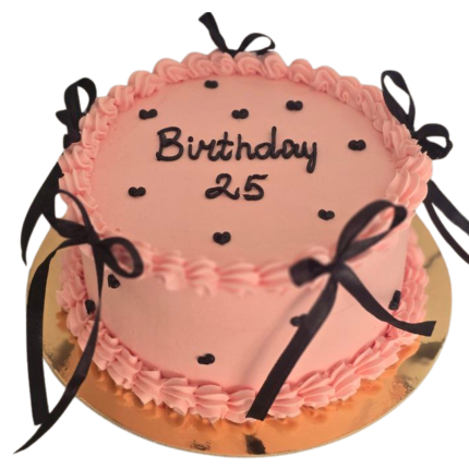 Vintage kūciņa – rozā ar melnām lentītēm un sirsniņām