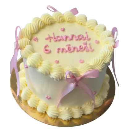 Vintage kūciņa – balta ar rozā lentītēm