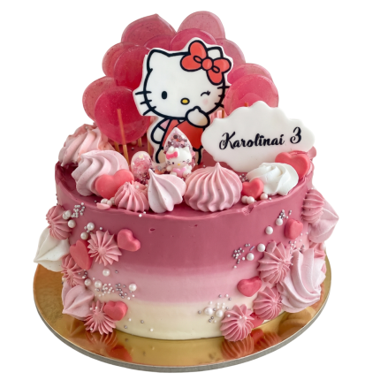 Hello Kitty augstā kūka ar vertikālu dizainu