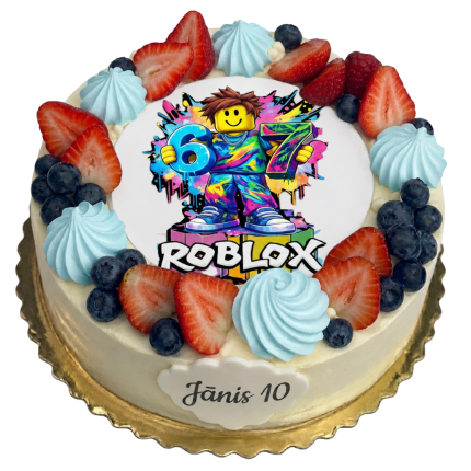 67 kūka Roblox tematikā ar ēdamo bildi